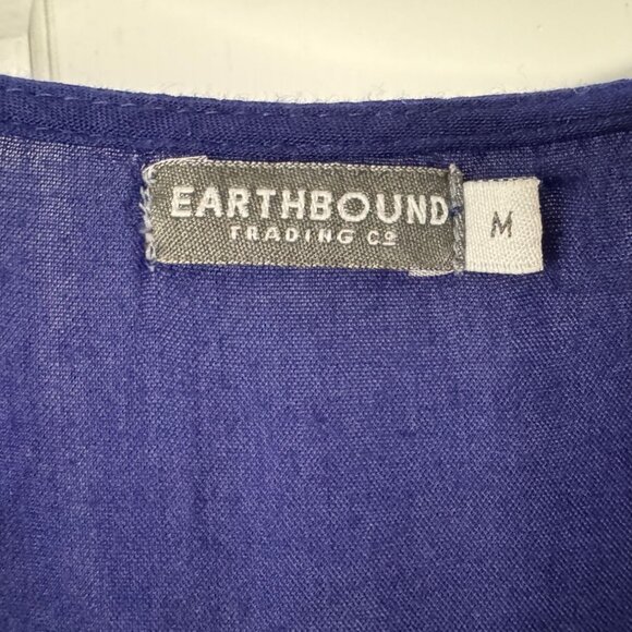 Earthbound Trading Co Blue Embroidered Boho Tunic Dress SZ M - Picture 6 of 9